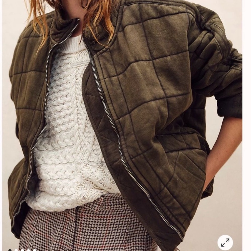 NEW FREE PEOPLE quilted Dolman sleeve jacket dusted military green